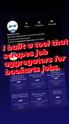I built a tool that scrapes job aggregators for bookarts jobs.