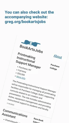 You can also check out the accompanying website:
greg.org/bookartsjobs